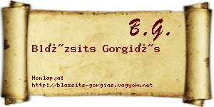 Blázsits Gorgiás névjegykártya